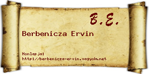 Berbenicza Ervin névjegykártya